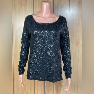 J. Crew Black Sequin Embellished Top SZ - S